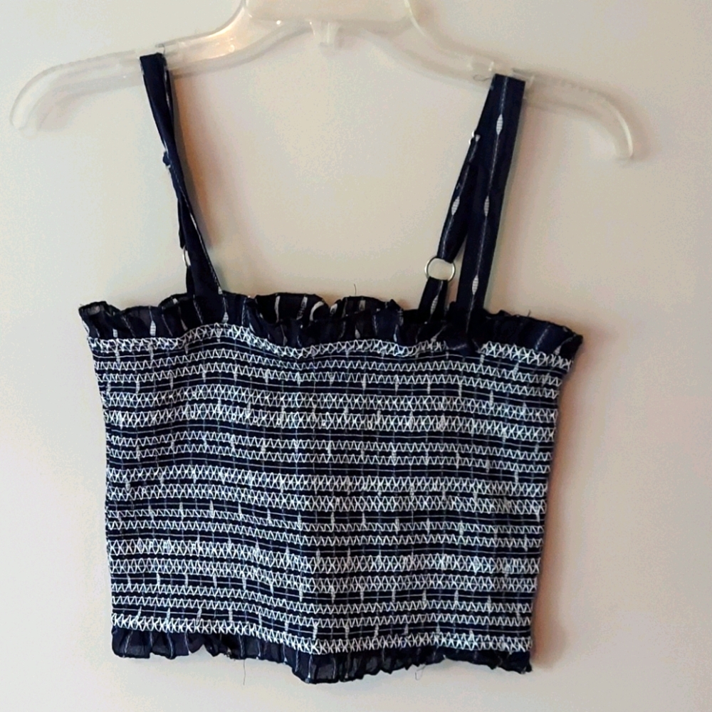 Forever 21 Smocked Stripped Tank Top with Straps